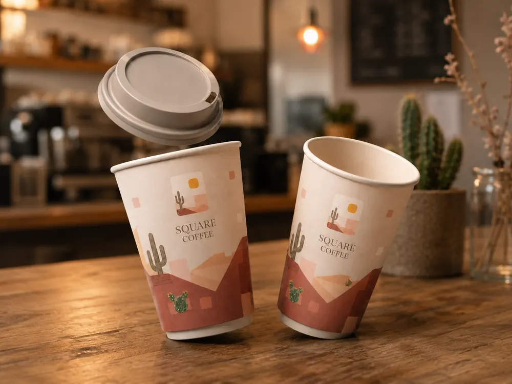 Square Coffee: Cup & lid set